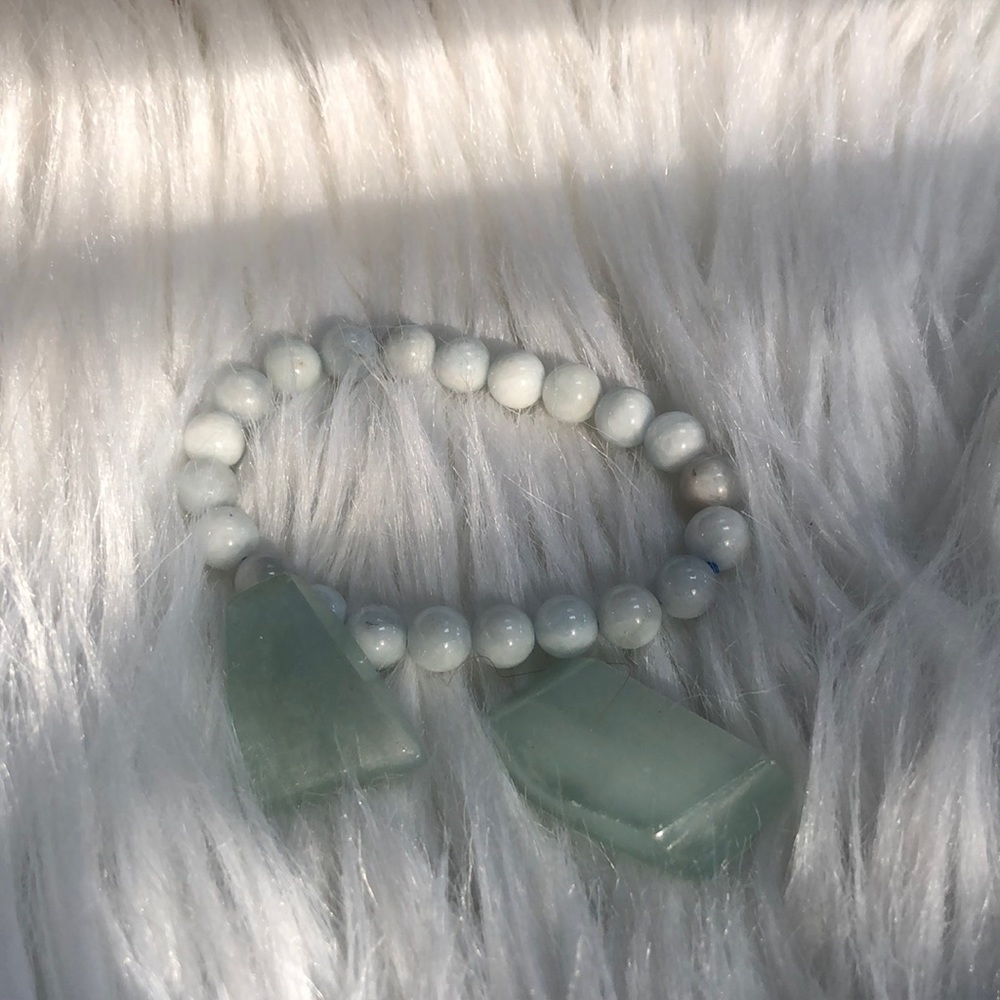 Aquamarine bracelet + pocket stone 2pc set (New)